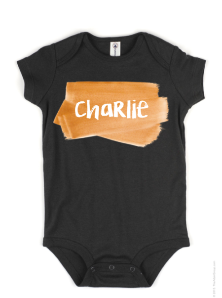 Personalized black baby onesie