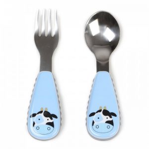 skip_hop_zootensils_kids_fork_spoon_set_cow