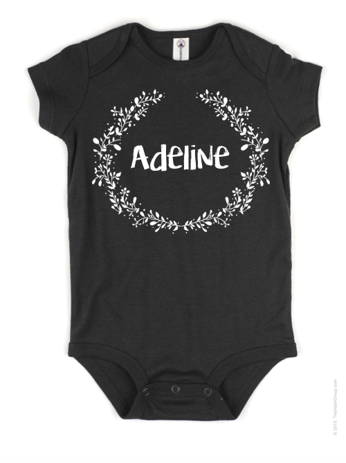 Floral Wreath Personalized Baby Onesie
