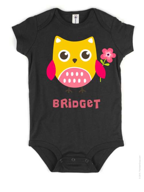 Owl with flower personalized onesie