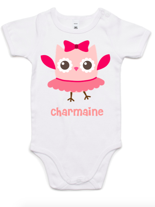 Baby girl owl personalized romper