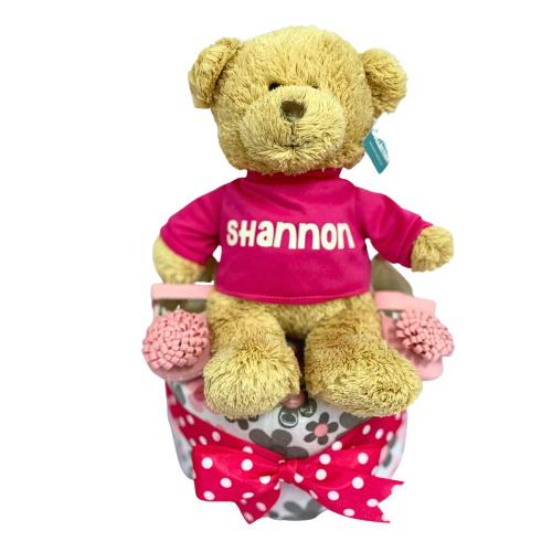 1 tier teddy Bear Personalized Baby Gift Diaper Cake
