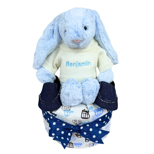 1 tier Personalized Jellycat Baby Gift Diaper Cake